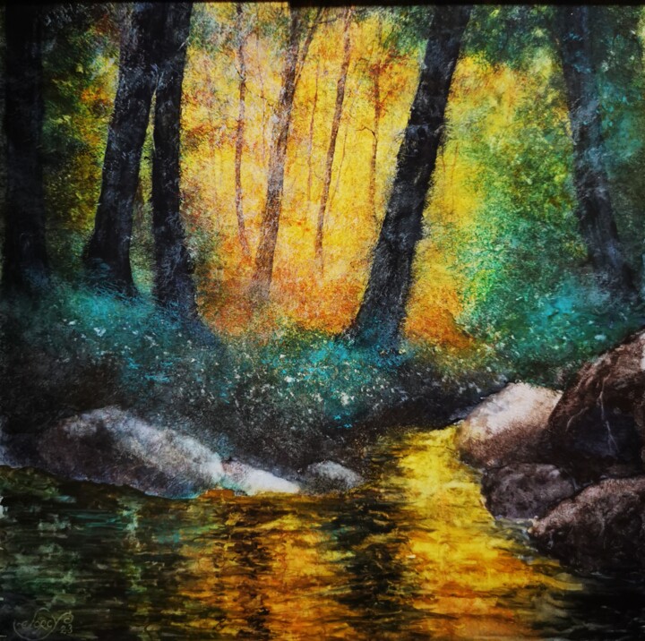 Les couleurs vagabondes 绘画, 15.8x15.8 in