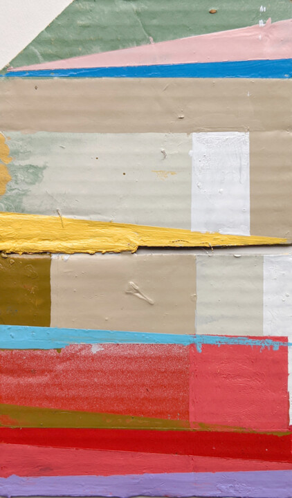 Painting titled "Blocks" by Raimo Bergt, Original Artwork, Acrylic Mounted on Cardboard
