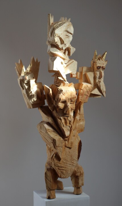 Z CYKLU DIABŁY BESKIDZKIE "KOLĘDNICY" 彫刻, 15.4x19.3 in