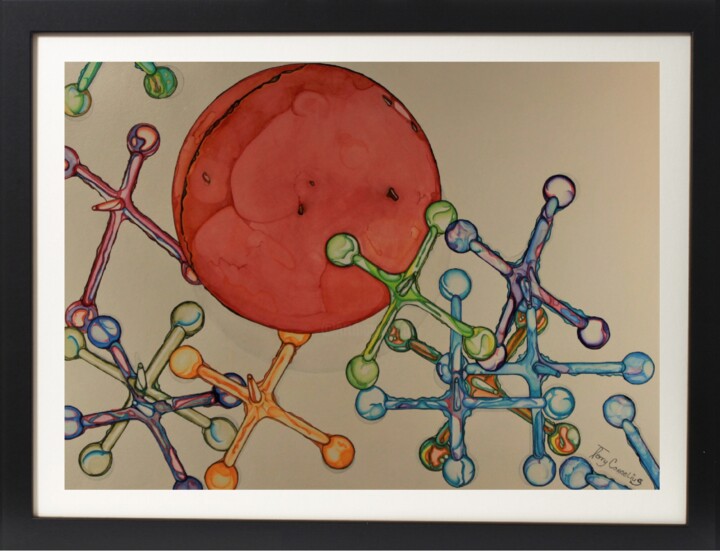 Painting titled "Jacks and Balls: Se…" by Terry Cornelius, Original Artwork, Watercolor