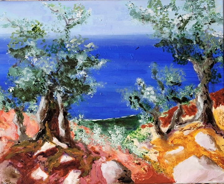 Presqu'ile du Pélion (Grêce) Painting, 15x18.1 in