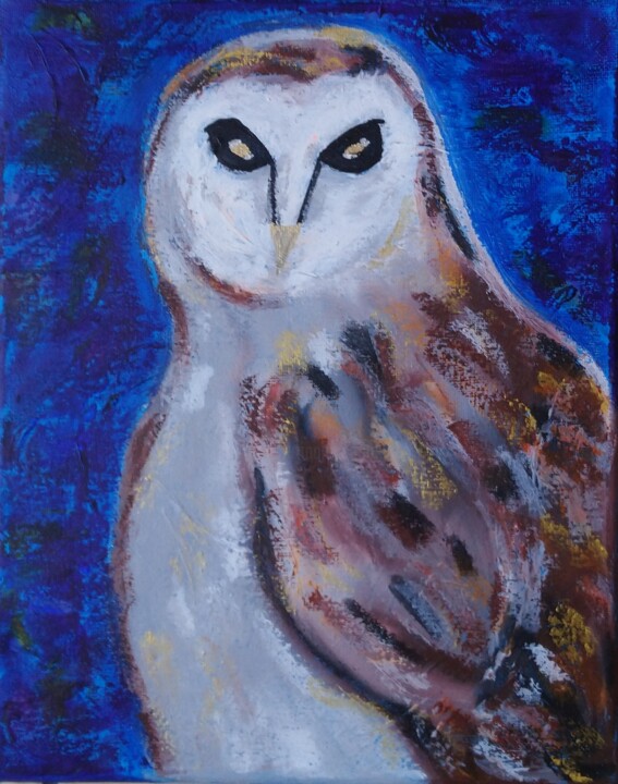 Painting titled "La Dame de la nuit" by Chrystelle Ragot, Original Artwork, Acrylic Mounted on Wood Stretcher frame