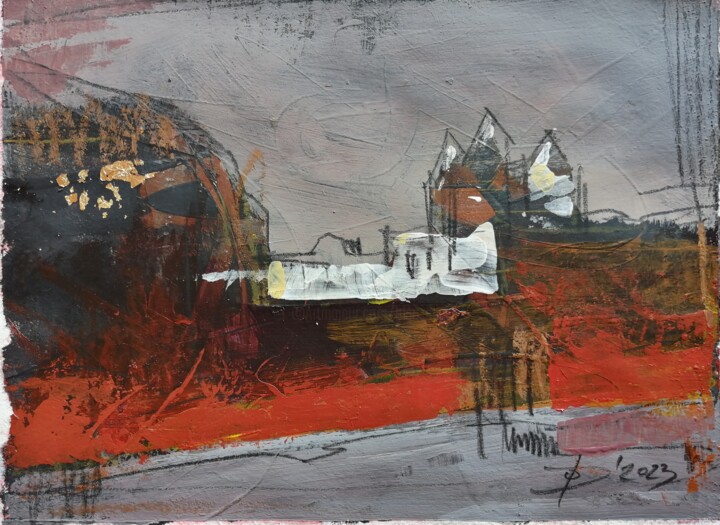 Malerei mit dem Titel "Mini Abstrakt Lands…" von Olga David, Original-Kunstwerk, Acryl