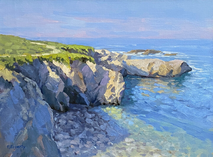 Painting titled "Trail Along Garrapa…" by Tatyana Fogarty, Original Artwork, Oil Mounted on Other rigid panel