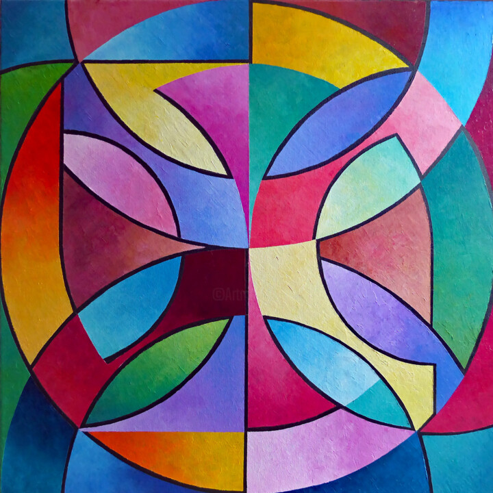 Painting titled "COMPOSITION: INTERS…" by Stephen Conroy, Original Artwork, Acrylic Mounted on Wood Stretcher frame