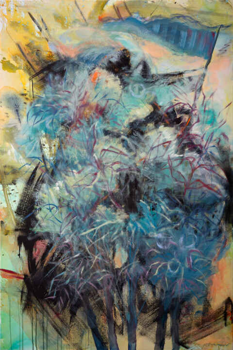 Painting titled "Tageszeit | Origina…" by Uwe Fehrmann, Original Artwork, Acrylic Mounted on Wood Stretcher frame