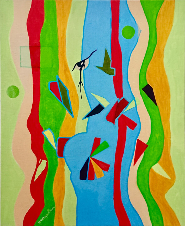Peinture intitulée "L'africaine" par Georges Lievre, Œuvre d'art originale, Acrylique