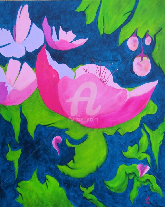 Peinture intitulée "Fragance rosée - de…" par Annaïg Le Bihan, Œuvre d'art originale, Acrylique Monté sur Châssis en bois