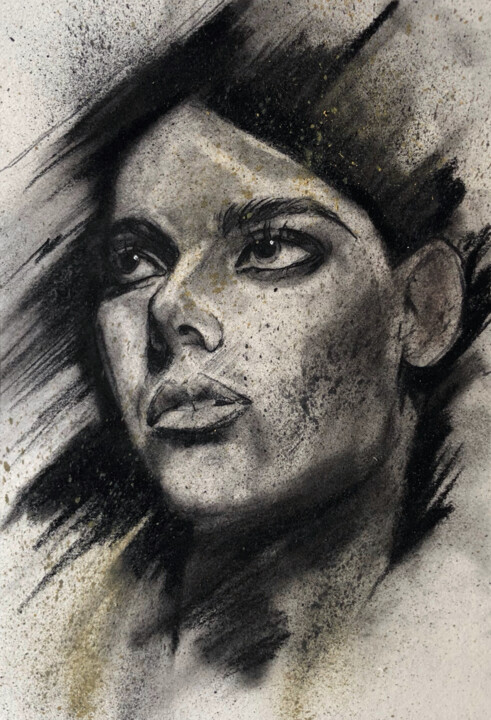 Drawing titled "Studio face 18" by Gianluca Fascetto, Original Artwork, Charcoal