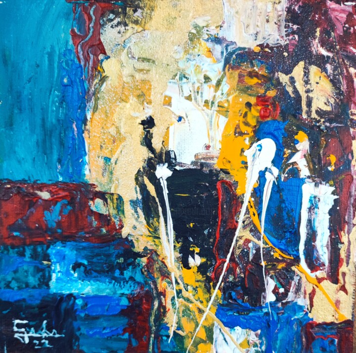 Painting titled "Il pianista" by Ernesto Scivoli (ARTErnestoscivoli), Original Artwork, Acrylic Mounted on Other rigid panel