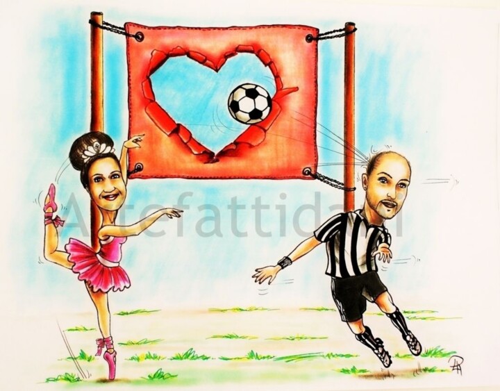 Sposi caricatura Drawing, 7.9x11.8 in