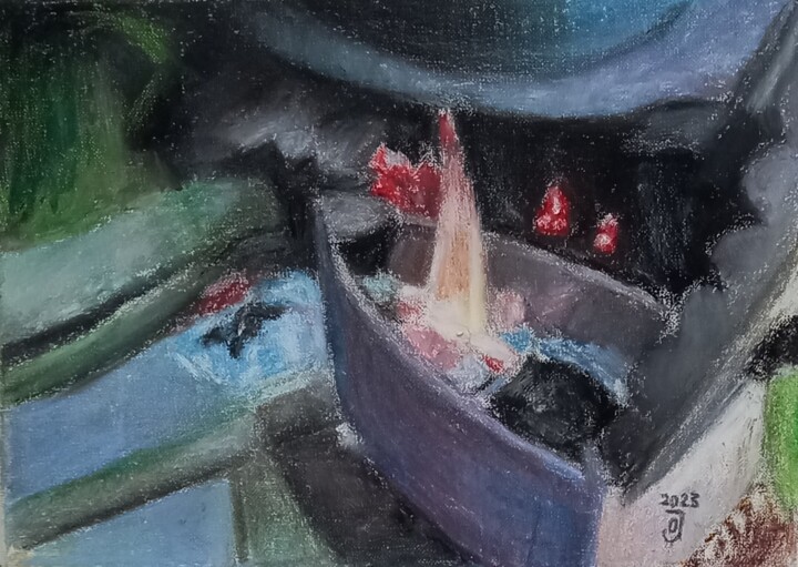 Painting titled "Plancha de carbón" by Jose Oña Jurado, Original Artwork, Pastel