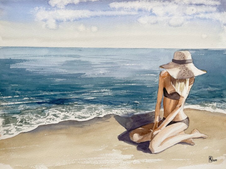 Girl On The Beach, Painting by Liliya Khomyakova (Artelida