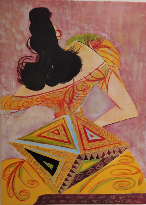 ballerina spagnola di flamenco, omaggio a Spazzapan 绘画, 35.4x25.6 in