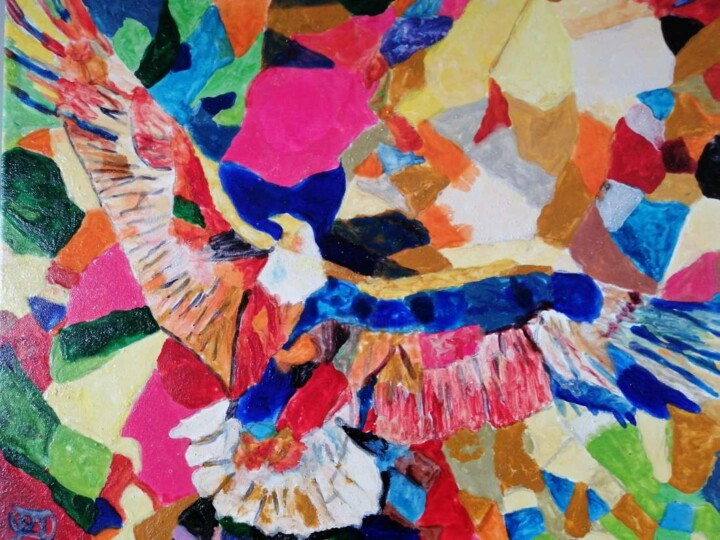 Peinture intitulée "« Éther dans l’Azur…" par Audran, Œuvre d'art originale, Pigments