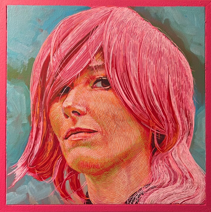 绘画 标题为“InstaGirl 3.0/3” 由Marcos Vinuesa, 原创艺术品, 丙烯 安装在木板上