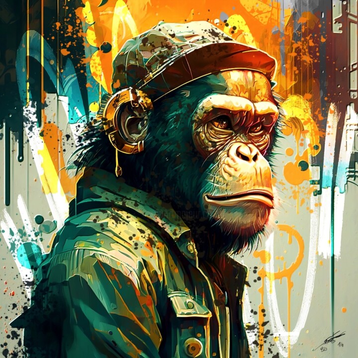 Street Monkey V1 数字艺术, 23.6x23.6 in