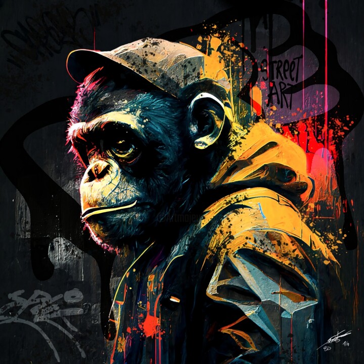 Street Monkey V2 数字艺术, 23.6x23.6 in