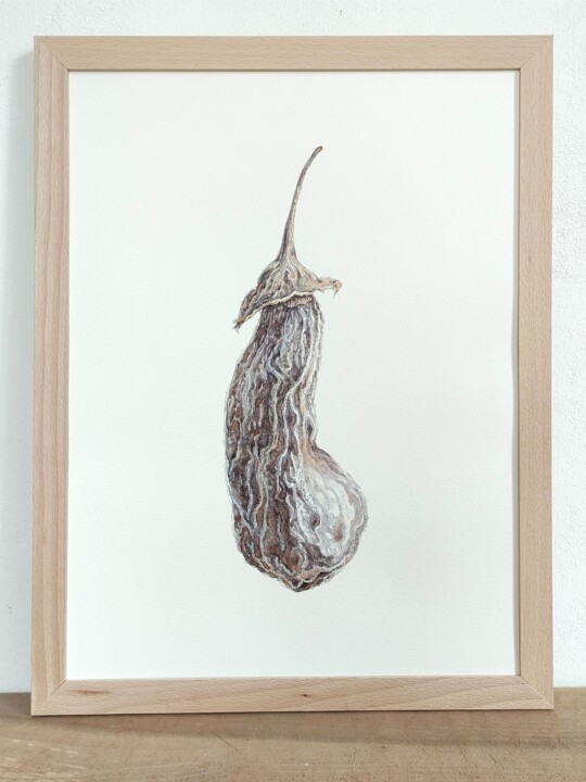"EGGPLANT...WILTING" 绘画, 15.8x11.8 in