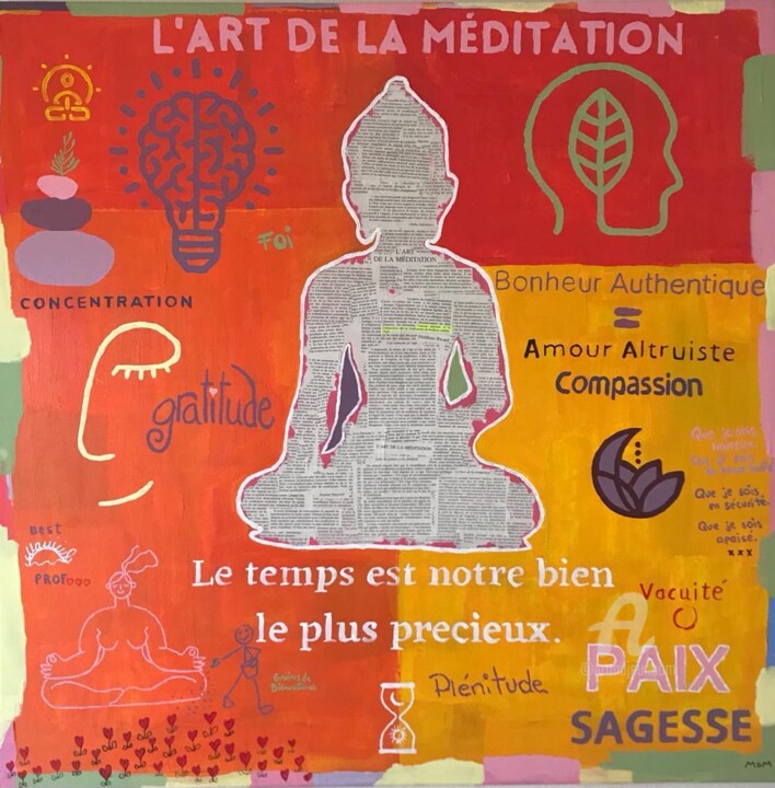 Collages intitulée "MEDITATION 1" par Antoine Maume, Œuvre d'art originale, Collages