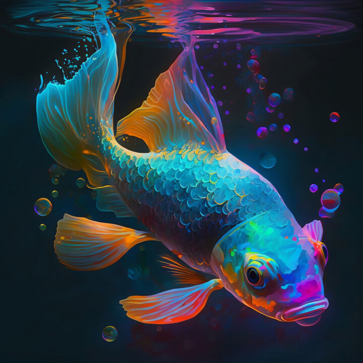 제목이 "Koi fish"인 디지털 아트 Elena Aleksandrova로, 원작, 디지털 인쇄