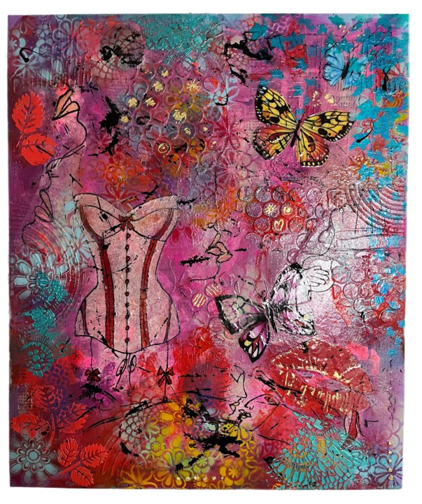 Painting titled "Lolita" by Corine Grumo, Original Artwork, Acrylic Mounted on Wood Stretcher frame