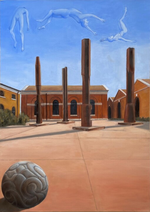 Peinture intitulée "Insostenibili legge…" par Cinzia Tellarini, Œuvre d'art originale, Huile Monté sur Châssis en bois