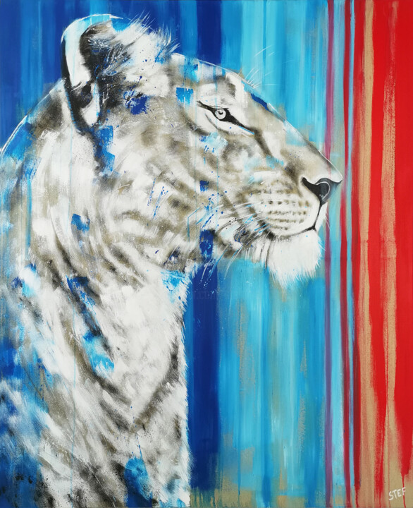 LIONESS #10- RED LIST 绘画, 47.2x39.4 in