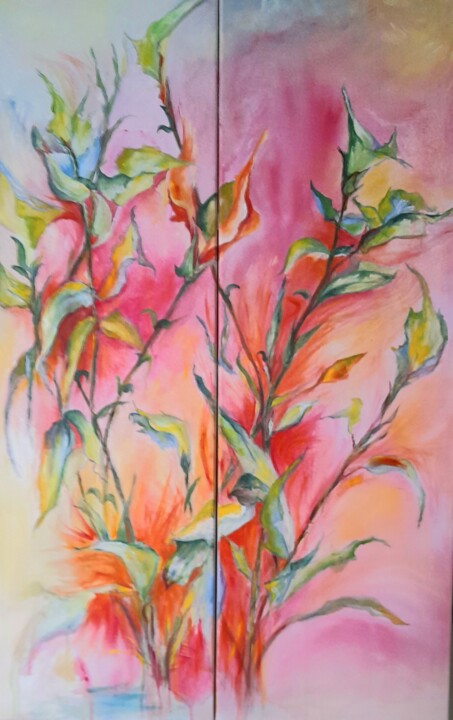 "Envolée printanière" 绘画, 35.4x23.6 in