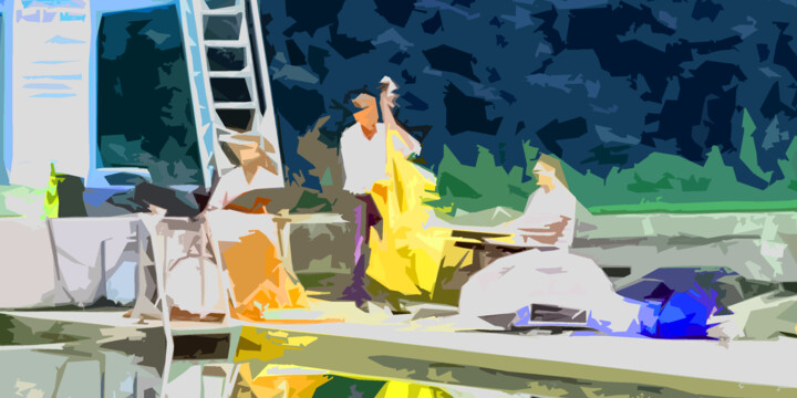 Digitale Kunst mit dem Titel "Jazz Lounge 3" von Jürg Strässle, Original-Kunstwerk, 2D digitale Arbeit