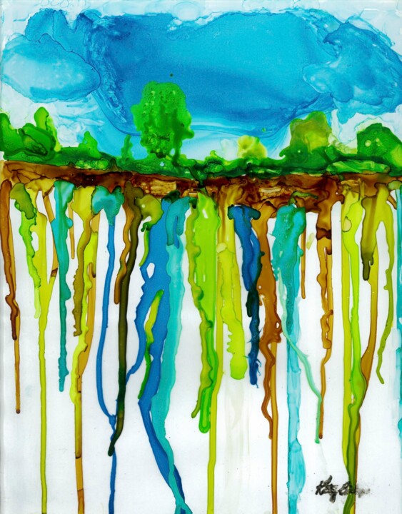 Schilderij getiteld "TERRA FIRMA XI" door Katy Bishop, Origineel Kunstwerk, Inkt