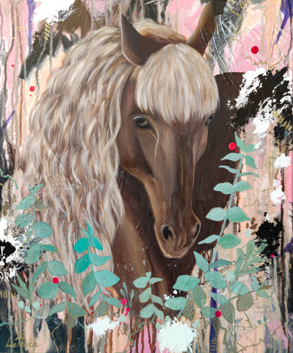Go and See - oil, acrylic, abstract, horse, pants 绘画, 23.6x19.7 in