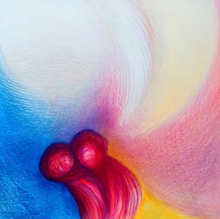 Dessin intitulée "Courage Thread / Le…" par Corinne Courlet, Œuvre d'art originale, Crayon