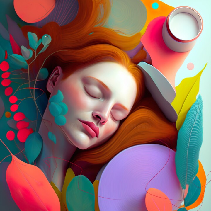 "Sleeping Woman Flow…" başlıklı Dijital Sanat Natalya Volynska tarafından, Orijinal sanat, AI tarafından oluşturulan görüntü