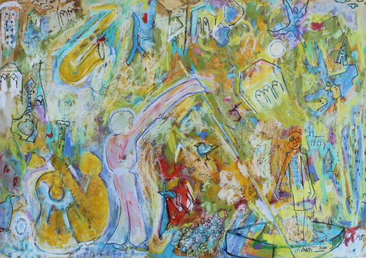 The magician and the musician 绘画, 11.4x16.1 in