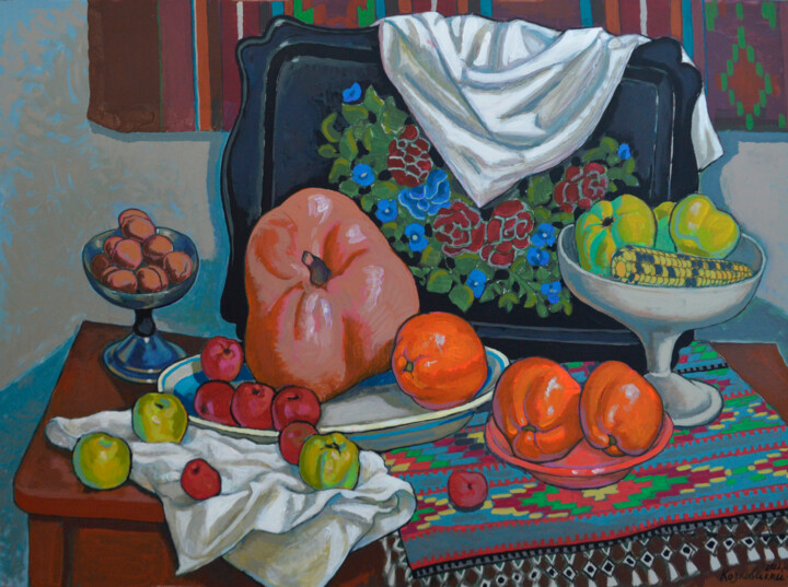 Still life with oranges. 绘画, 27.6x35.4 in