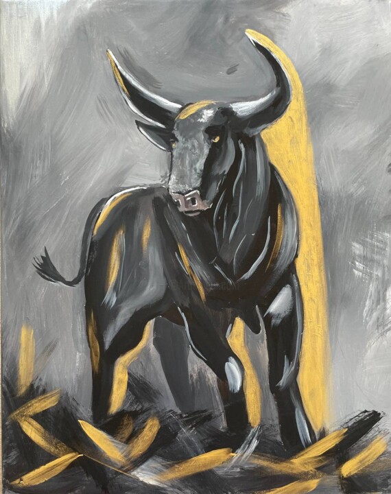 绘画 标题为“A formidable Bull i…” 由Marina Zhivliuk, 原创艺术品, 丙烯