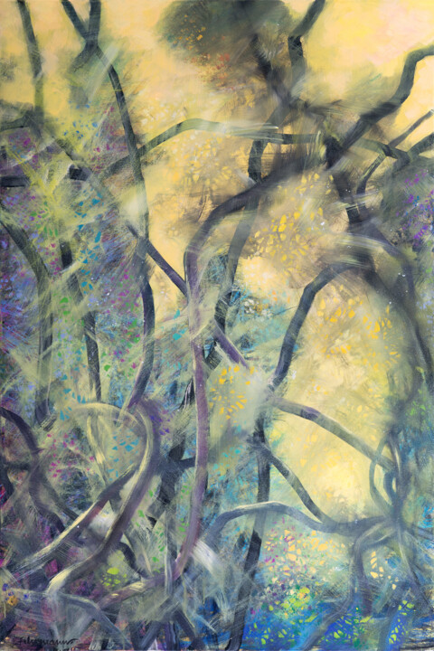 Der Versuch, zu finden | Original Acrylgemälde auf Leinwand Painting, 59.1x39.4 in
