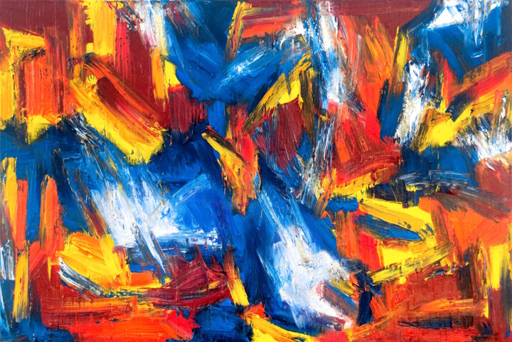 Painting titled "Juxtaposition II" by Carla Sá Fernandes, Original Artwork, Oil Mounted on Wood Stretcher frame