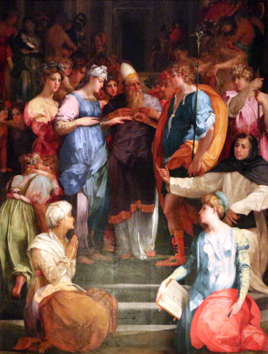 Mariage de la Vierge et des saints 绘画, 128x98.4 in