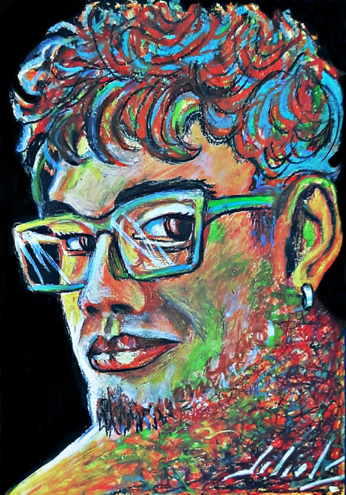 Peinture intitulée "Autorretrato2" par Lício Maia, Œuvre d'art originale, Craie