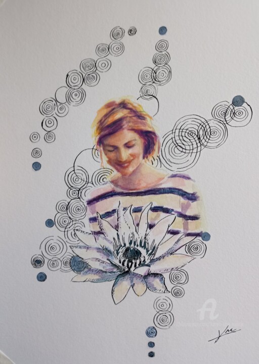 hypnotized by the beauty 绘画, 12.6x9.5 in