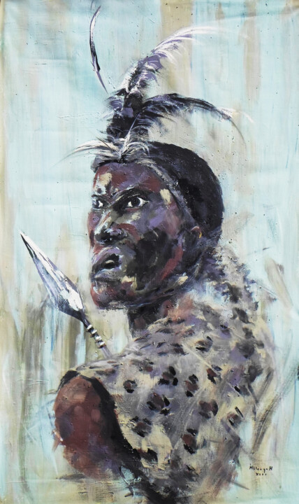 Portrait Of A Zulu Warrior 绘画, 39.4x23.6 in
