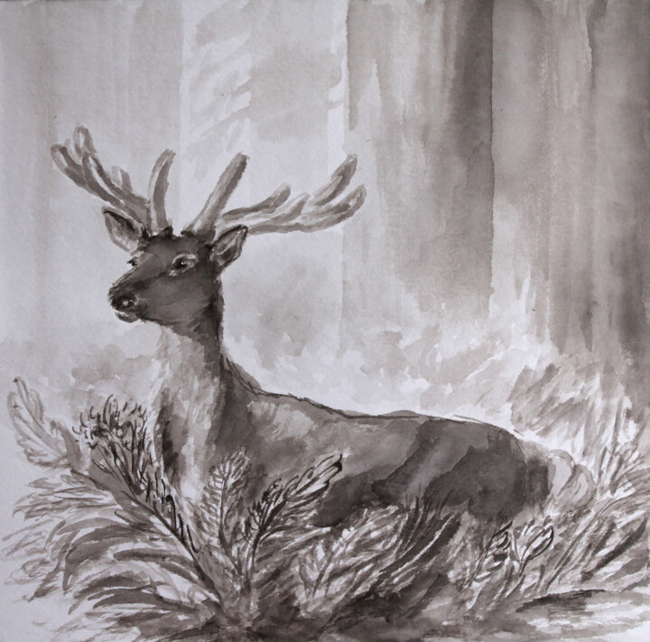 Deer in th Redwood 数字艺术