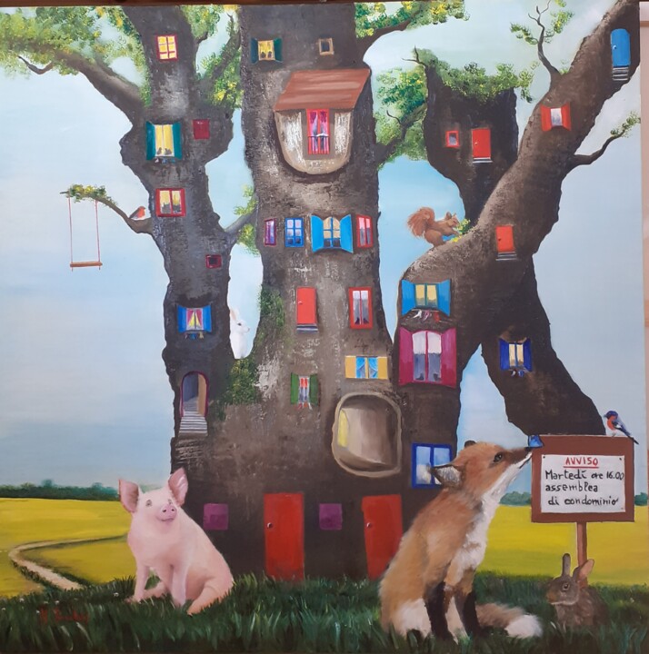 Avviso - Riunione di condominio 绘画, 31.5x31.5 in