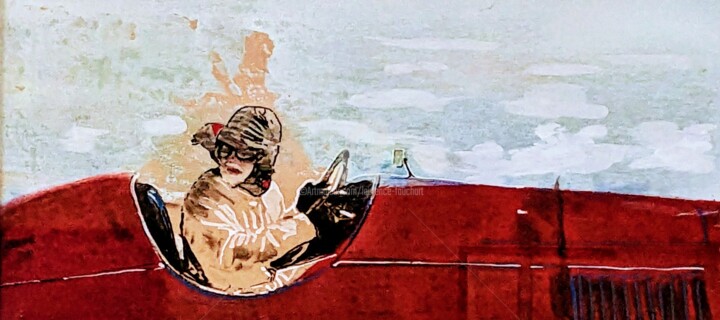 If St Exupéry was a woman driving a car ? 绘画, 8.7x17.7 in
