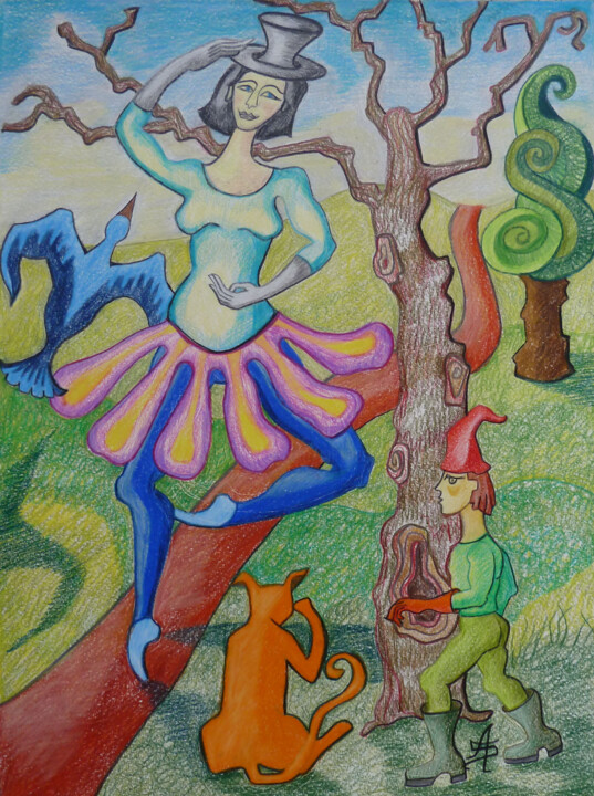 Au Pays du rêve 图画, 18.9x14.2 in