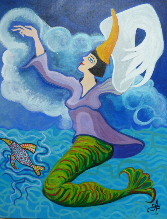 Peinture intitulée "L'Aile blanche" par Aurélie Sarrazin, Œuvre d'art originale, Acrylique Monté sur Châssis en bois