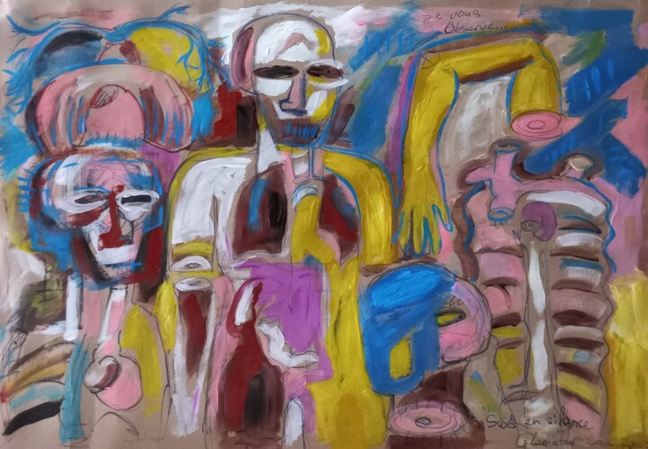 「" suis en silence..…」というタイトルの絵画 Sam Keusseyanによって, オリジナルのアートワーク, アクリル