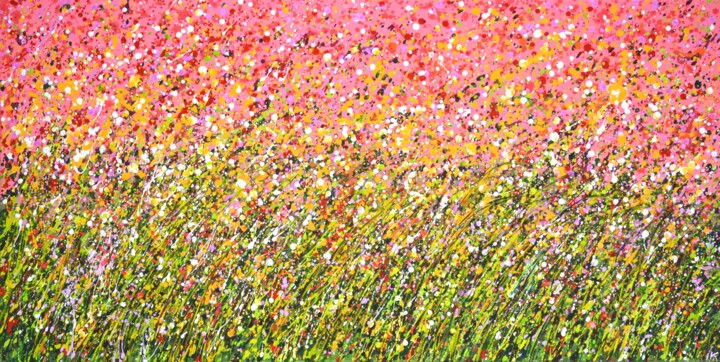 Flower field. Summer. 绘画, 23.6x47.2 in